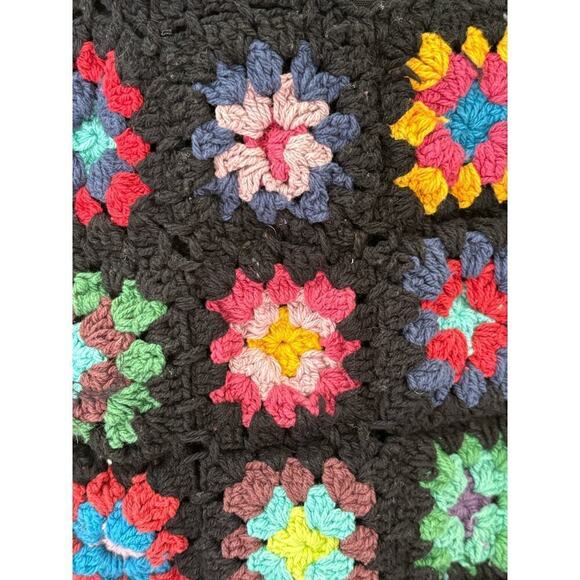 Crochet bag black Granny squares, bohemian, hippie, retro, 70s, festival - Picture 3 of 4